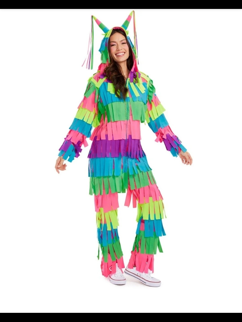 NWT RARE Tipsy Elves Pinata Costume - Hooded Fringe Jumpsuit Onesie Sz M